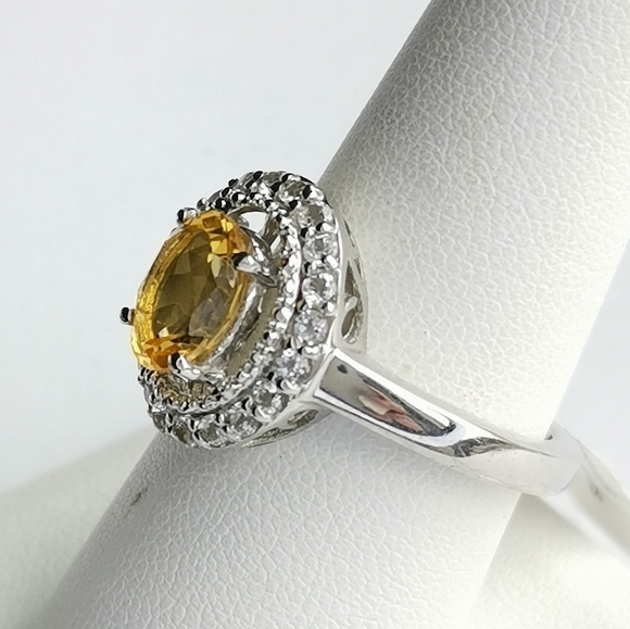 Citrine White Sapphire ring in Sterling Silver size 8.75 - Picture 4 of 9